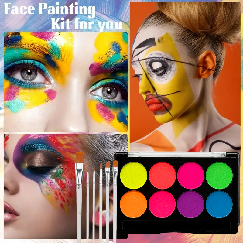 8 Color Water Face Paint Kit F - Cosplay Prop Paint 评论和价格